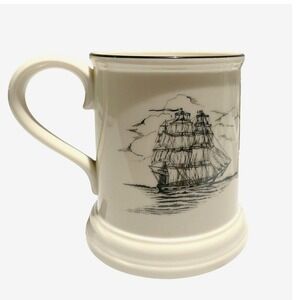 Lenox Nautical Ship Lighthouse Mug Cream Black Trim Made in‎ USA